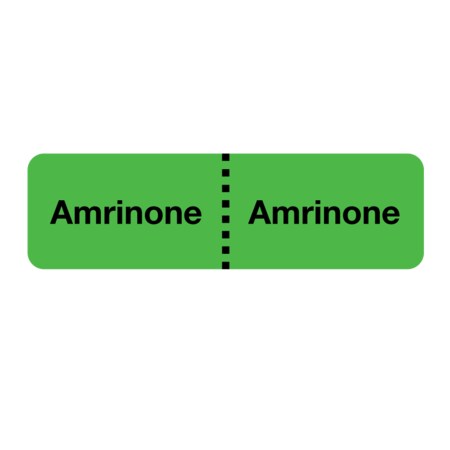 IV Drug Line Label - Amrinone/Amrinone 7/8 X 3 Flr Green W/Black